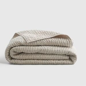 NWOT QUINCE European Linen Cotton Stitch Quilt King/Cal King Natural 4154